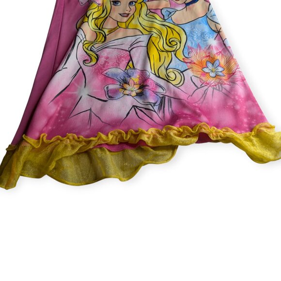 Disney Princess Pink Nightgown with Yellow Trim Girls Size Small - Picture 4 of 10